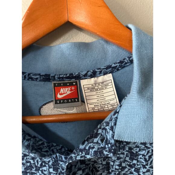 Vintage 90s Nike UNC Tar Heels Polo Shirt Carolina Blue Team Nike Sports Large - Picture 3 of 6
